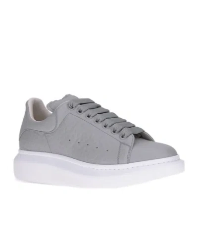 Alexander Mcqueen Leather Platform Sneakers Added Height In Gray