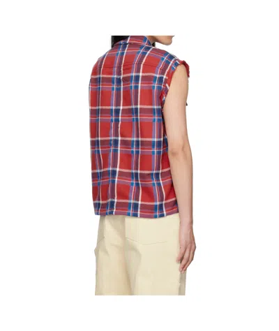 Rick Owens Drkshdw Plaid Sleeveless Shirt In Red