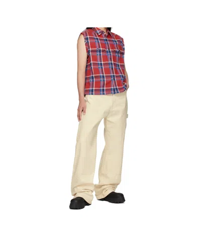 Rick Owens Drkshdw Plaid Sleeveless Shirt In Red