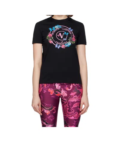 Versace Jeans Round Neck Short Sleeve T-shirt In Black