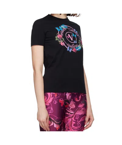 Versace Jeans Round Neck Short Sleeve T-shirt In Black