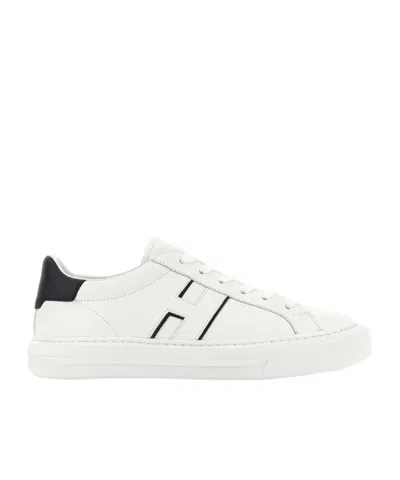 Hogan White Leather Sneakers With Logo Design And Rubber Sole In White