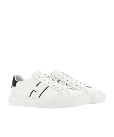 Hogan White Leather Sneakers With Logo Design And Rubber Sole In White