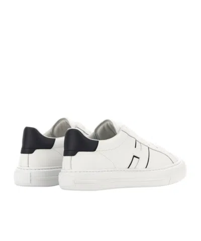 Hogan White Leather Sneakers With Logo Design And Rubber Sole In White