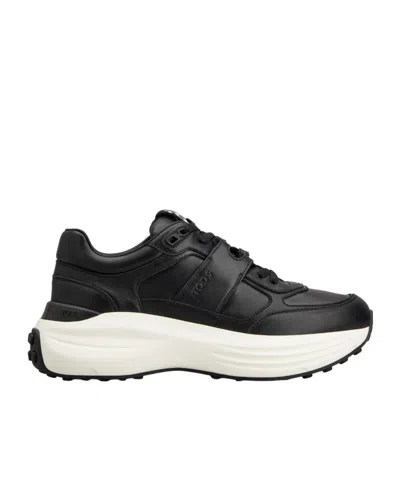Tod's Round Toe Sneakers In Black