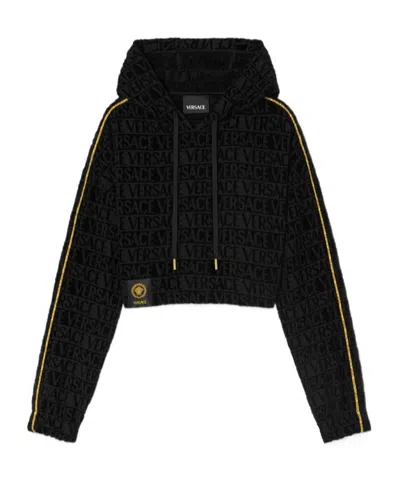 Versace Drawstring Cropped Hoodie