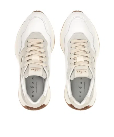 Hogan Leather Sneakers With Rubber Sole And Suede Accents In Pattern