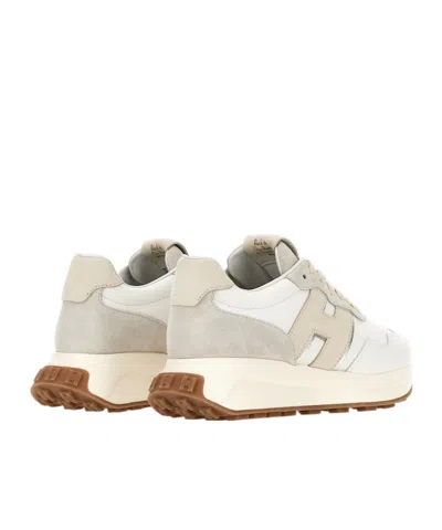 Hogan Leather Sneakers With Rubber Sole And Suede Accents In Pattern