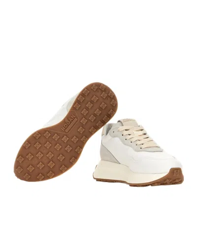 Hogan Leather Sneakers With Rubber Sole And Suede Accents In Pattern