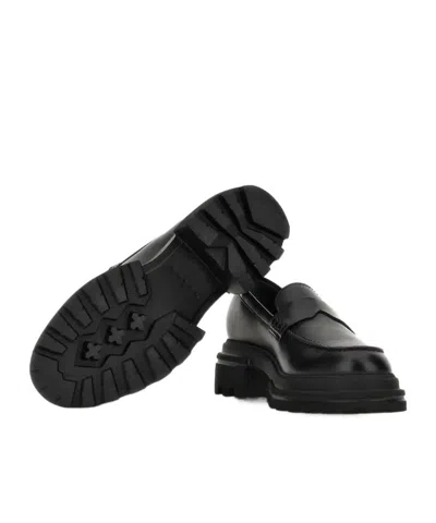 Hogan 10-storey Smooth Leather And Workwear Sole Loafers Shoes In Black