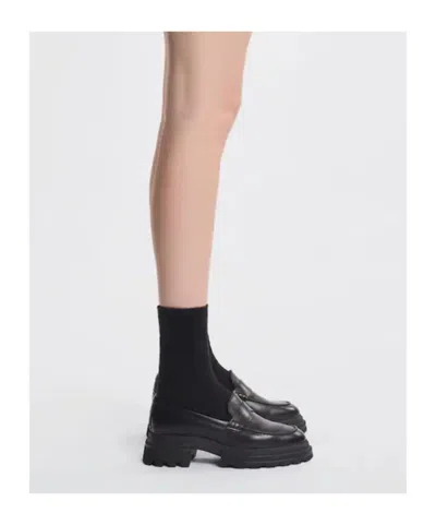Hogan 10-storey Smooth Leather And Workwear Sole Loafers Shoes In Black