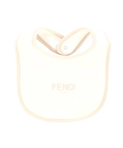 Fendi Hat, Long-sleeved Bodysuit And Bib Set In Brown