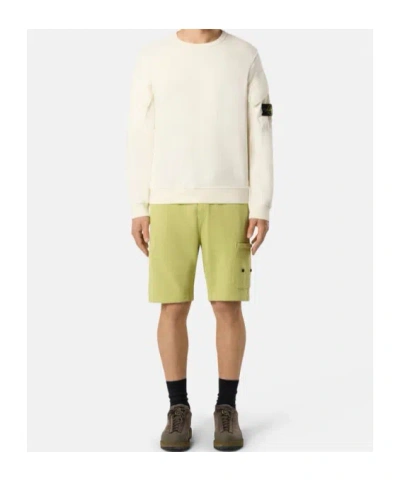 Stone Island Turtleneck Ribbed Wool Sweater In White