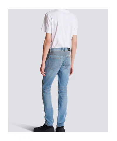 Balmain Slim-fit Biker Ribbed Jeans In Blue