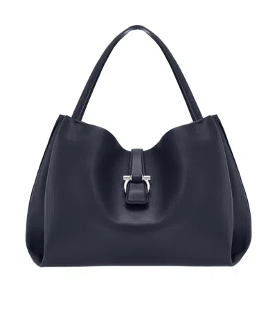 Ferragamo Large Olive Green Leather Tote Bag Women