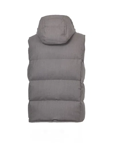 Eleventy Hooded Quilted Gilet In Gray