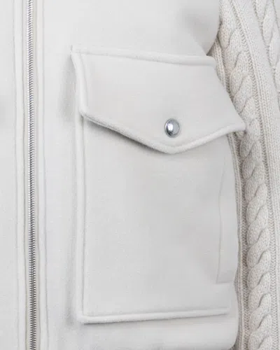 Eleventy Jacket With Beige Knitted Inserts In White