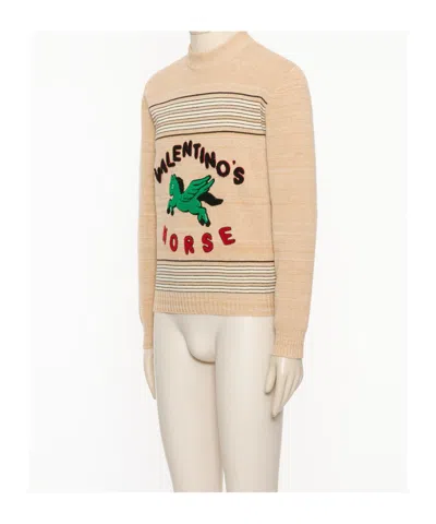 Valentino Pegasus-embroidered Striped Sweater