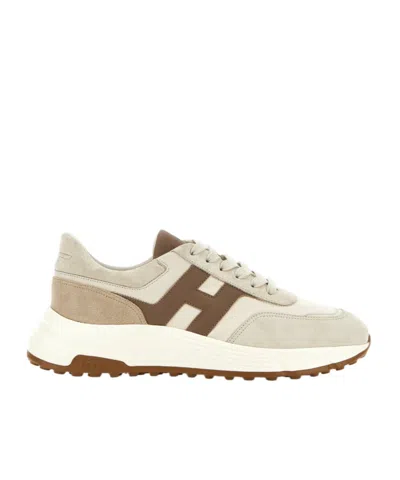 Hogan Lightweight Sneakers With Cushioned Collar And Suede Panels In Neutral