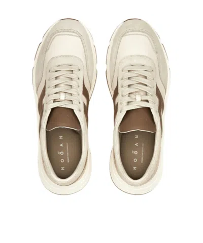 Hogan Lightweight Sneakers With Cushioned Collar And Suede Panels In Neutral