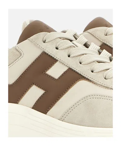Hogan Lightweight Sneakers With Cushioned Collar And Suede Panels In Neutral