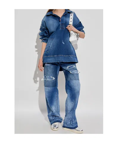 Dsquared2 Patchwork-embellished Jeans In Blue