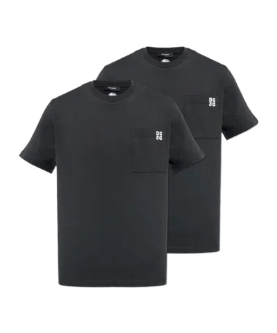 Dsquared2 Bi Pack Tee Reg Fit In Black