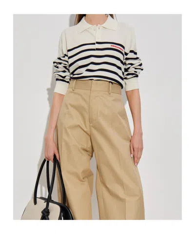 Dsquared2 Lapel Long Sleeve Polo Shirt In White