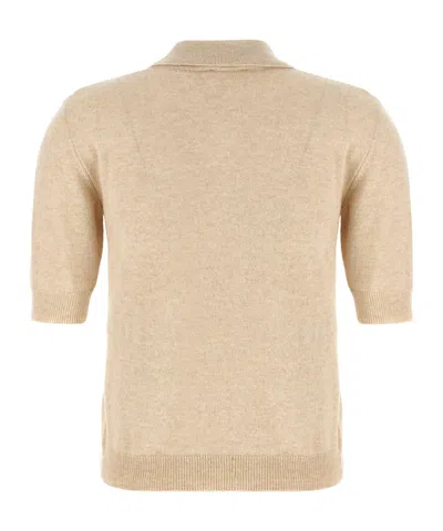 Moschino Knitwear Polo Collar Short Sleeves Ribbed Hem In Neutral