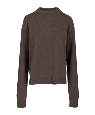 Rick Owens Roud Neck Knit Recycled Cachemire Knitwear Brown