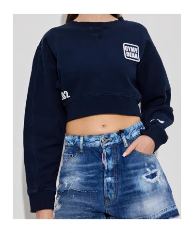 Dsquared2 Crew Neck Long Sleeve Sweatshirt In Blue