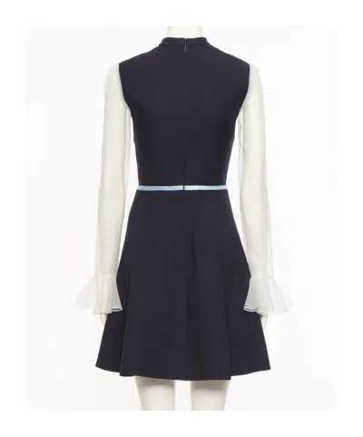 Valentino Embroidered Virgin-wool Blend Mini Skirt In Blue