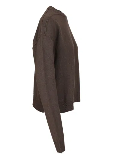 Rick Owens Roud Neck Knit Recycled Cachemire Knitwear Brown