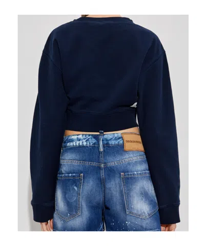 Dsquared2 Crew Neck Long Sleeve Sweatshirt In Blue