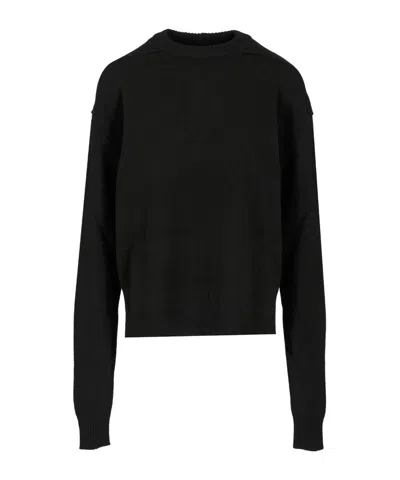 Rick Owens Roud Neck Knit Recycled Cachemire Knitwear Black In Black