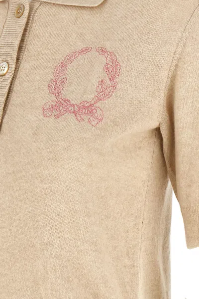 Moschino Knitwear Polo Collar Short Sleeves Ribbed Hem In Neutral