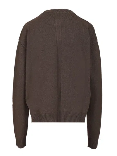 Rick Owens Roud Neck Knit Recycled Cachemire Knitwear Brown
