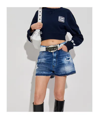 Dsquared2 Crew Neck Long Sleeve Sweatshirt In Blue