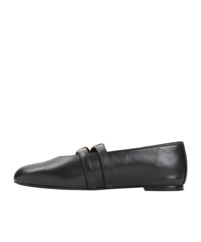 Stuart Weitzman Double-buckle Ballet Flats In Black