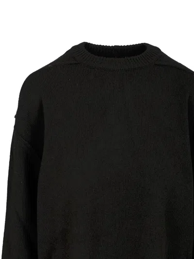 Rick Owens Roud Neck Knit Recycled Cachemire Knitwear Black In Black