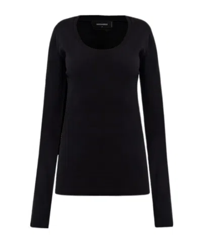 Dsquared2 Crew Neck Long Sleeve T-shirt In Black