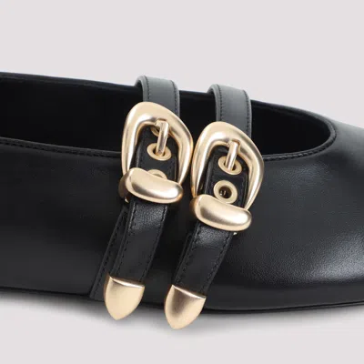 Stuart Weitzman Double-buckle Ballet Flats In Black