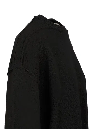 Rick Owens Roud Neck Knit Recycled Cachemire Knitwear Black In Black