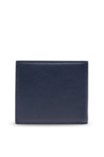 Dolce & Gabbana Logo Grained Leather Wallet In Blue