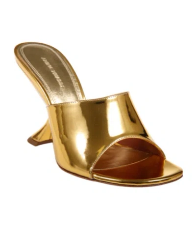 Amina Muaddi 90mm Taylor Metallic Leather Mule Pumps In Gold