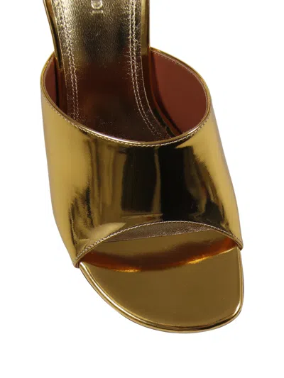 Amina Muaddi 90mm Taylor Metallic Leather Mule Pumps In Gold