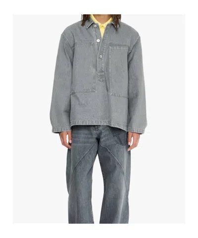 Jw Anderson Patch Pocket Rugby Shirt In Gray