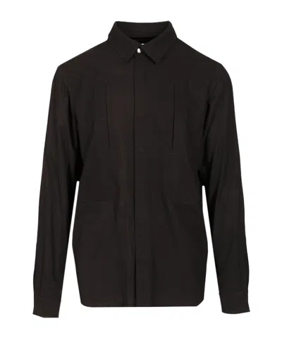 Rick Owens Man Shirt Black Size 44 Virgin Wool In Black