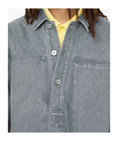 Jw Anderson Patch Pocket Rugby Shirt In Gray