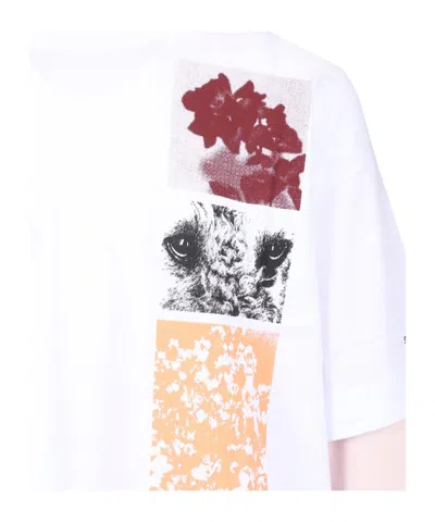 Dries Van Noten Hemmings Printed Double-sleeved T-shirt In White